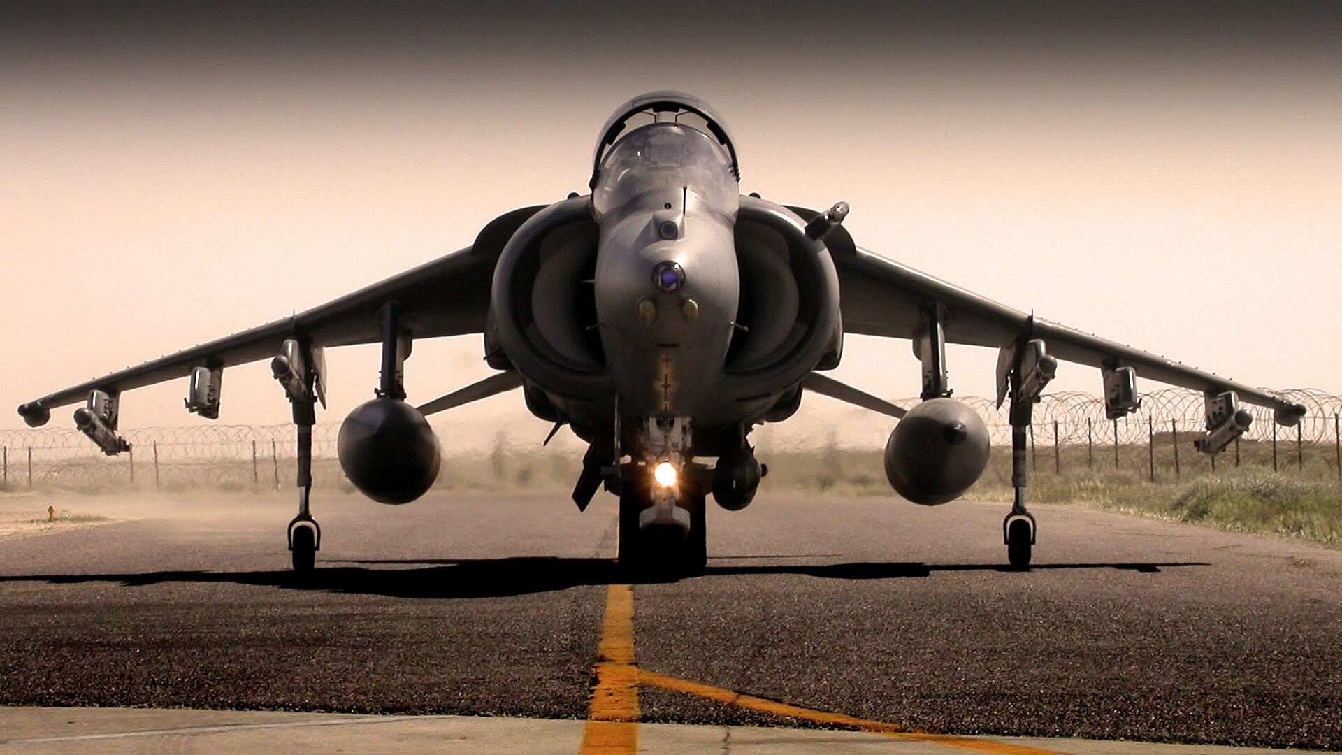 Harrier Jet on Runway HD Wallpaper