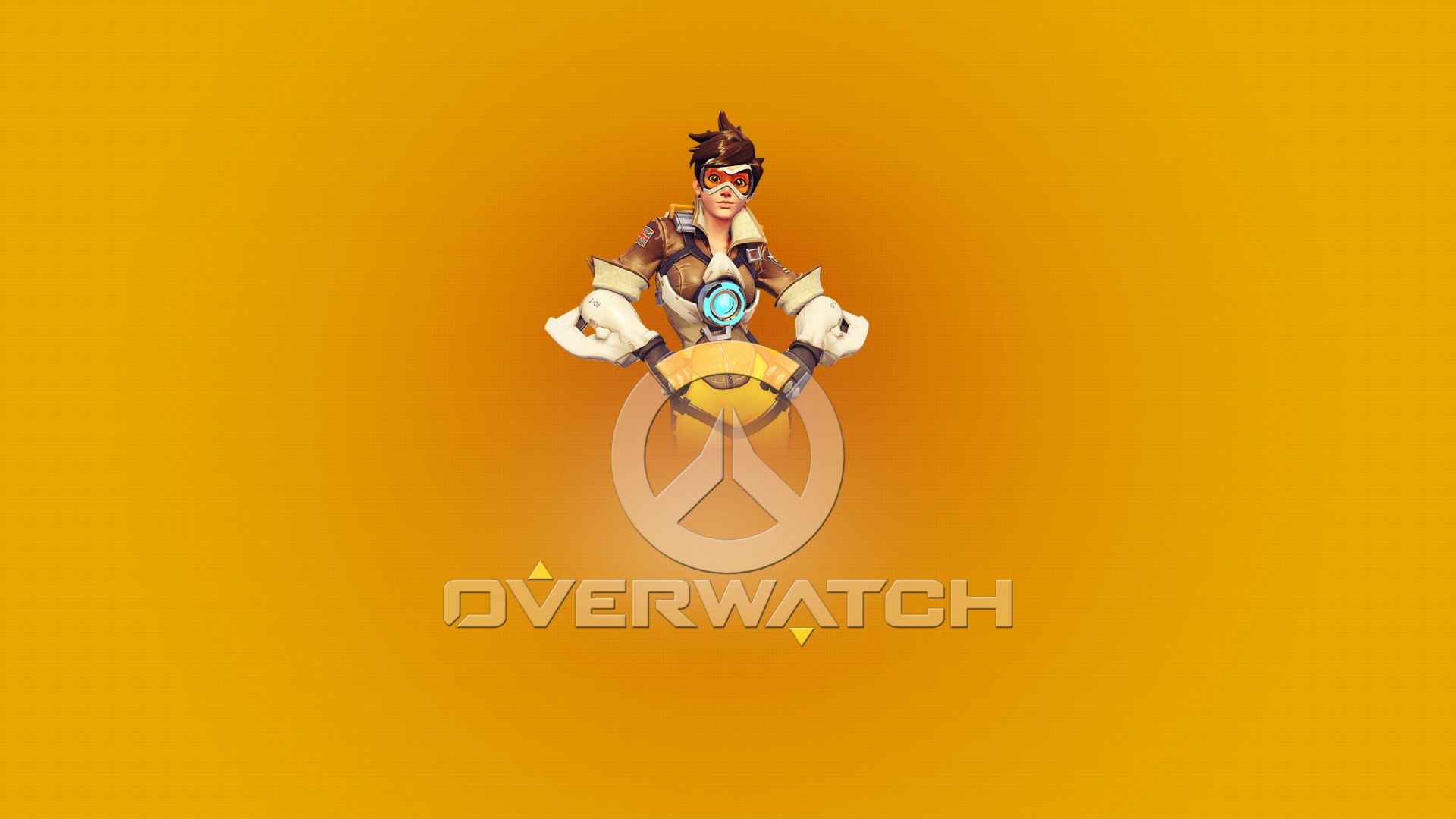 Tracer from Overwatch with Overwatch Logo HD Wallpaper