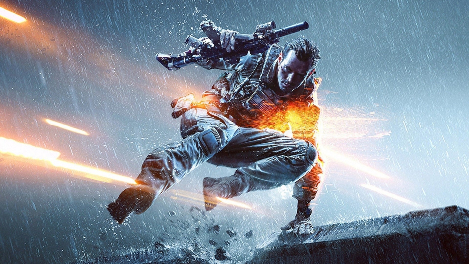 Soldier from Battlefield 4 in action HD Wallpaper