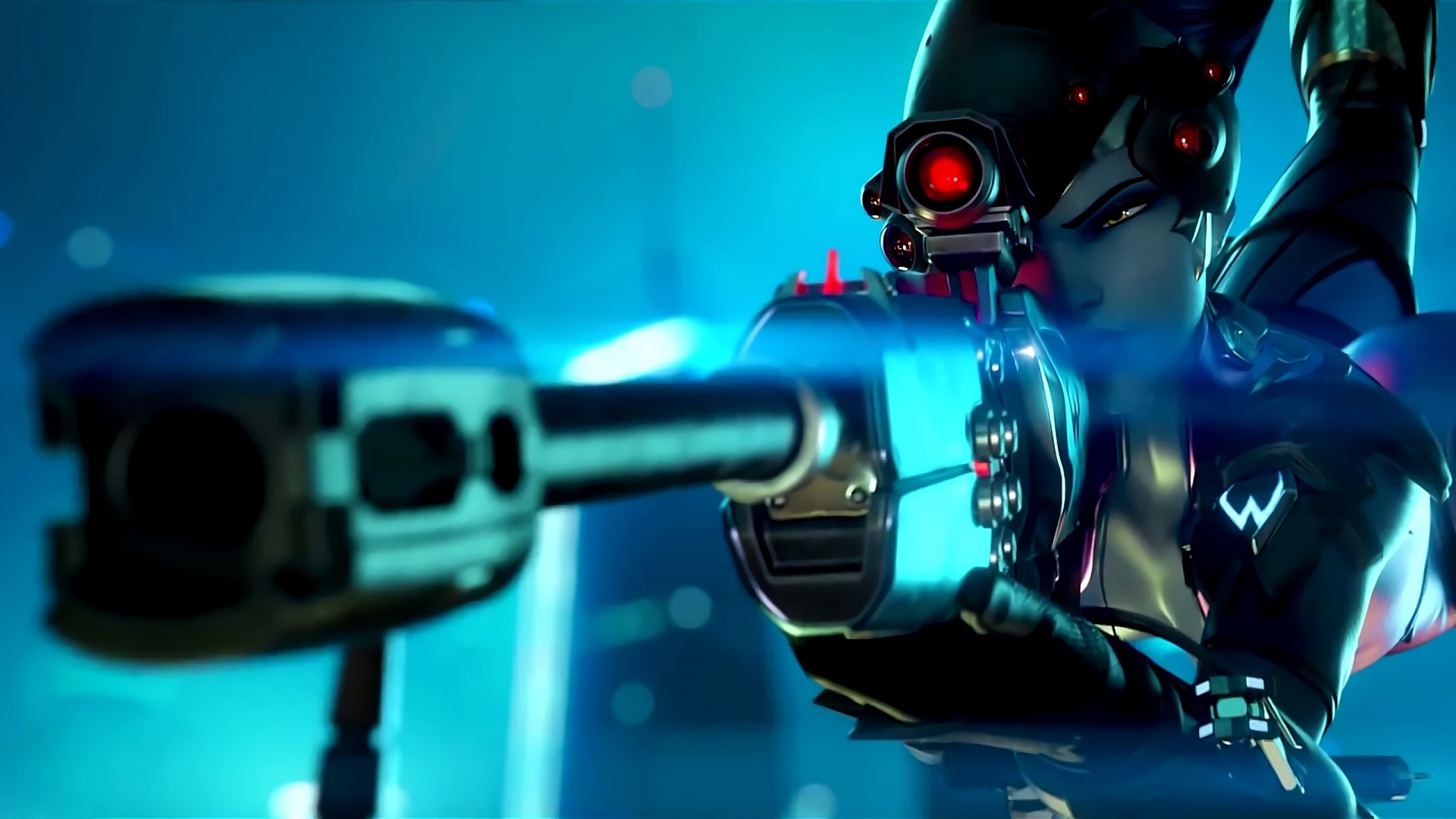 Widowmaker from Overwatch aiming her rifle HD Wallpaper