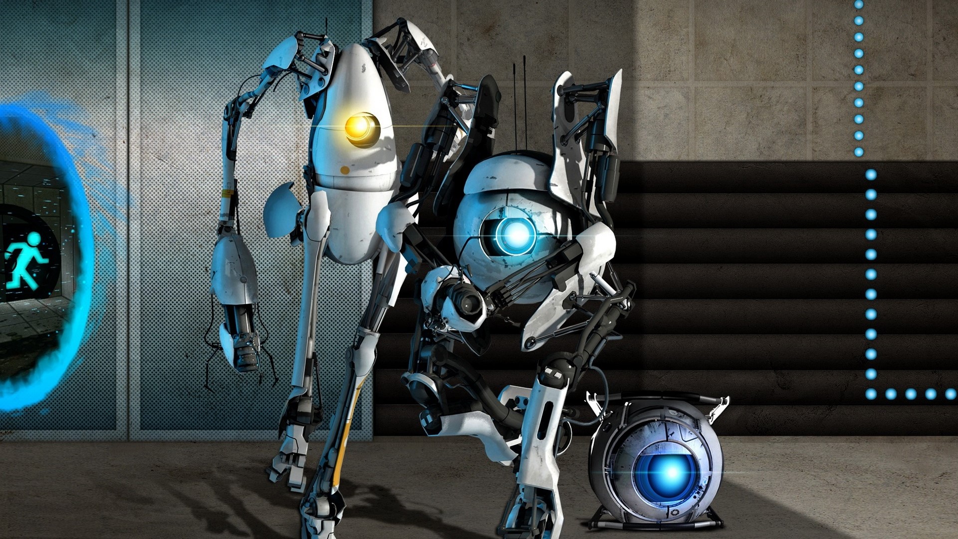 Portal 2 Game with Turrets and Portal HD Wallpaper