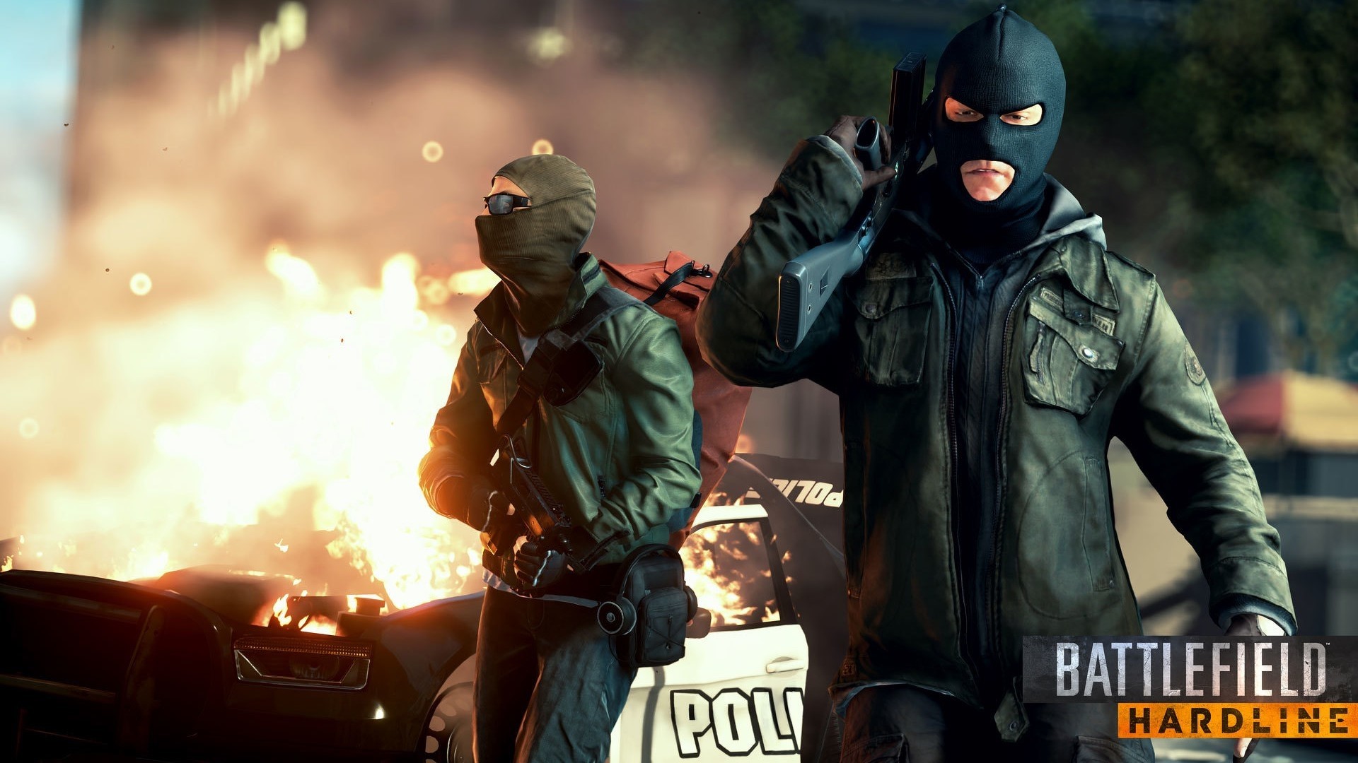 Battlefield Hardline cover art with masked criminals HD Wallpaper
