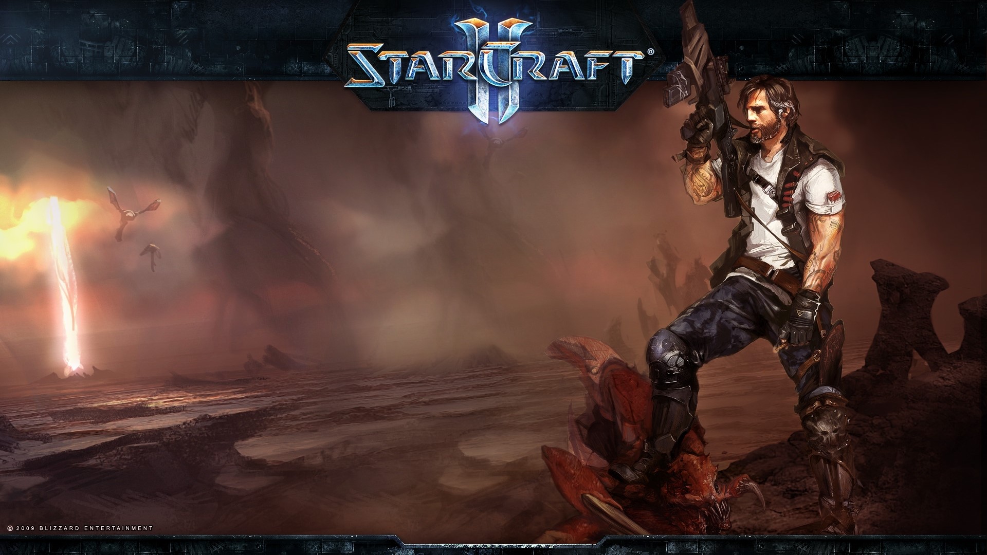 Jim Raynor from Starcraft II on a desolate planet HD Wallpaper