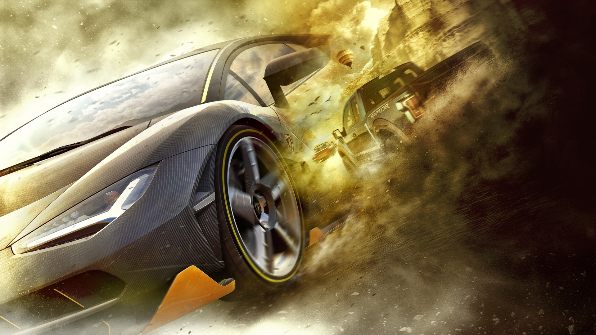Lamborghini Centenario and Ford Raptor racing HD Wallpaper