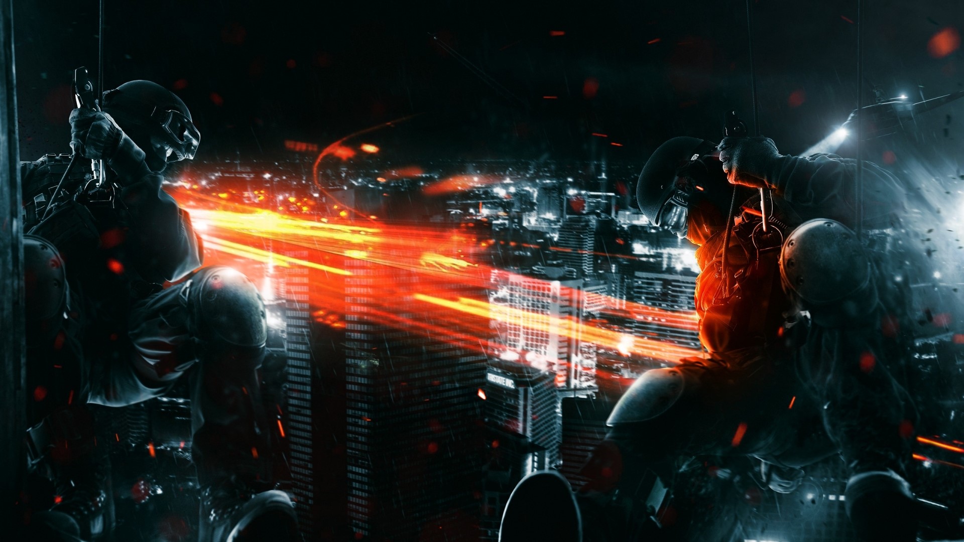 Battlefield 3 Spec Ops soldiers in a city at night HD Wallpaper