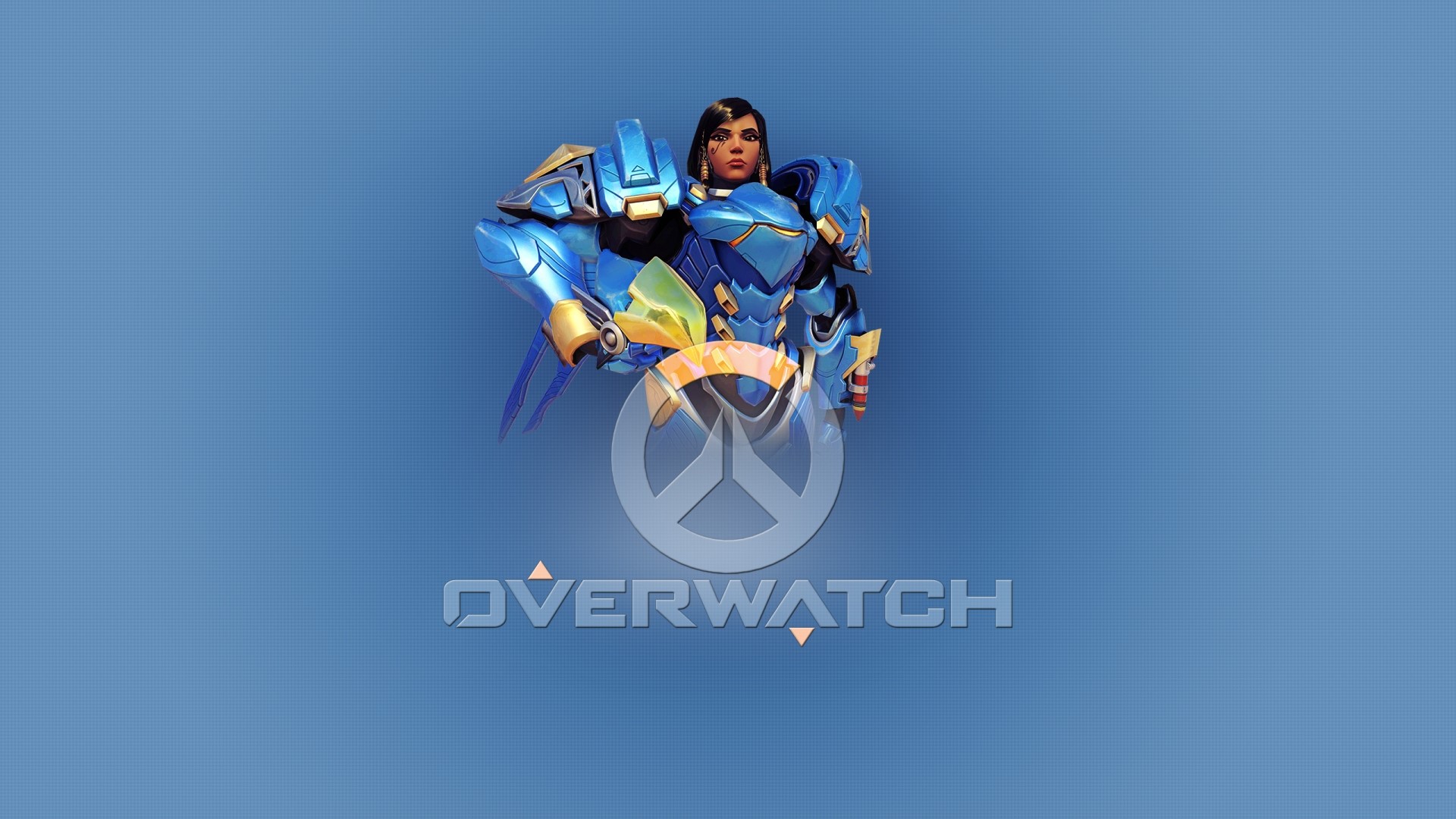Pharah from Overwatch with game logo HD Wallpaper