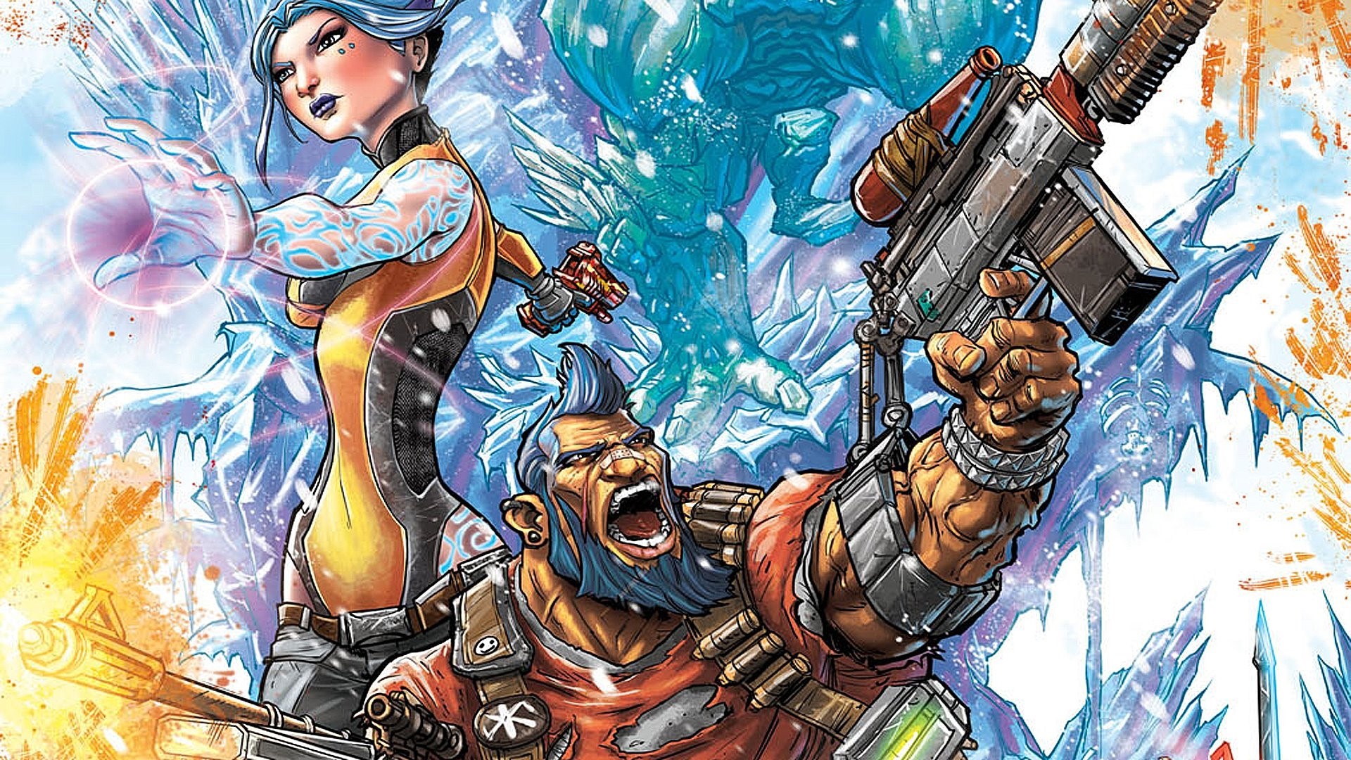Borderlands 2 characters with ice background HD Wallpaper
