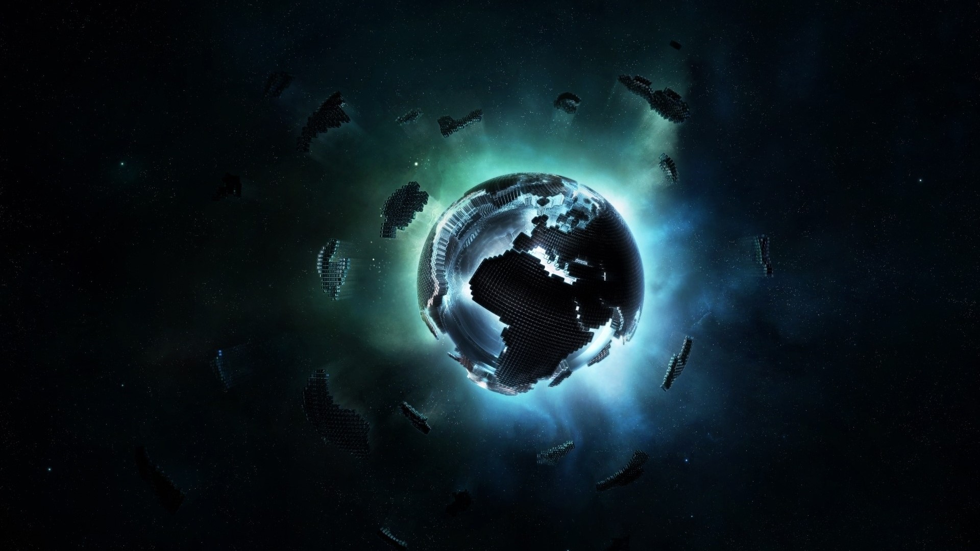 Abstract Earth with Debris in Space HD Wallpaper