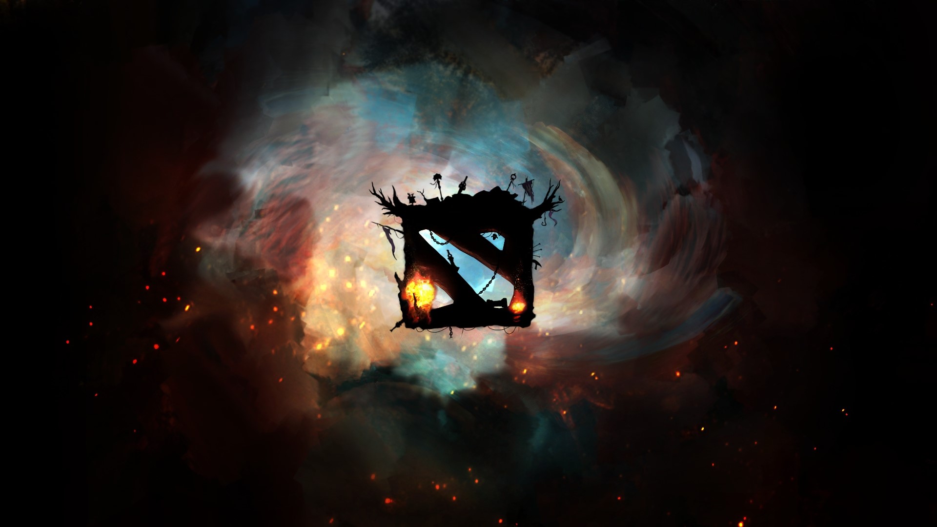 Dota 2 Logo with Nebula Background HD Wallpaper