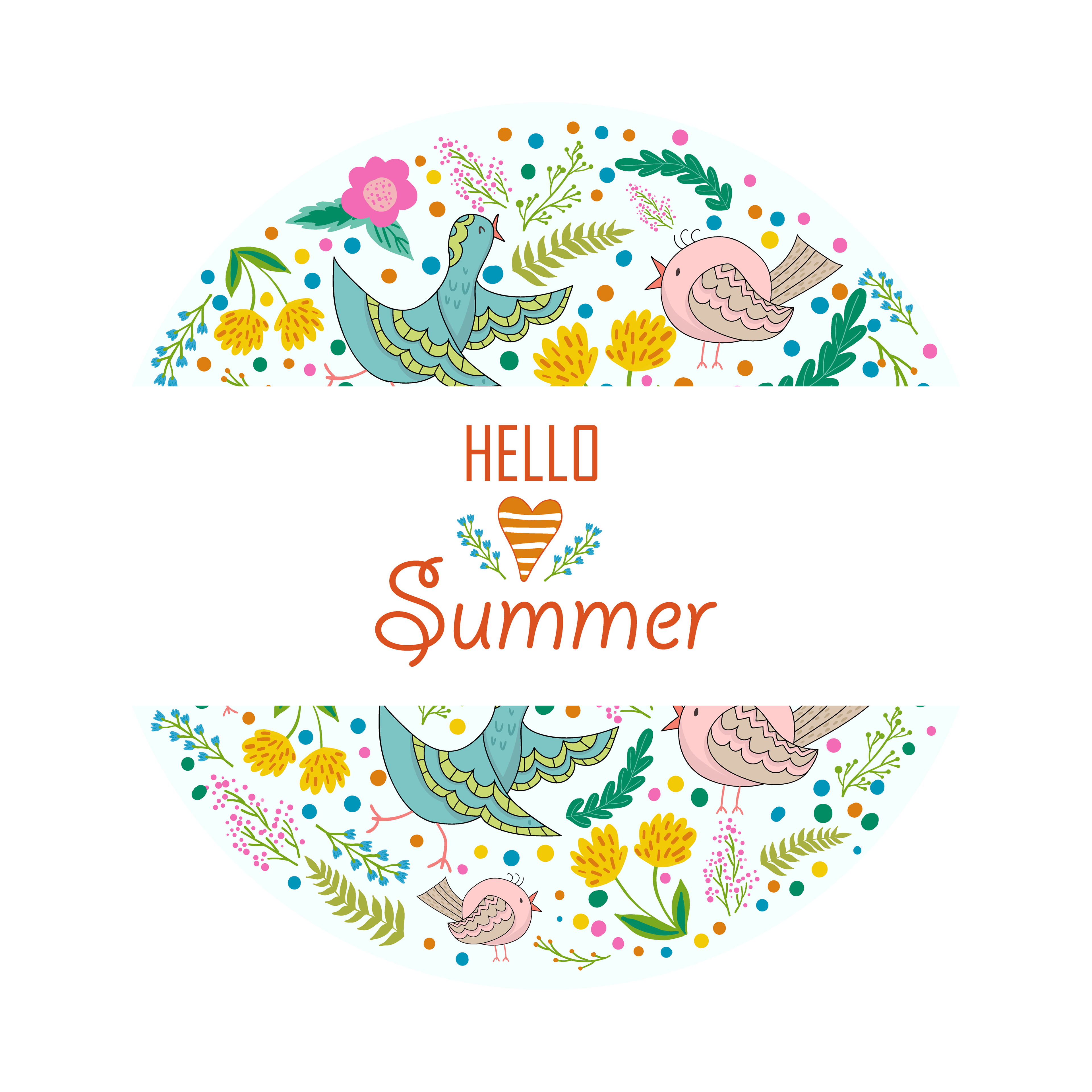 Hello Summer Floral Design with Birds HD Wallpaper