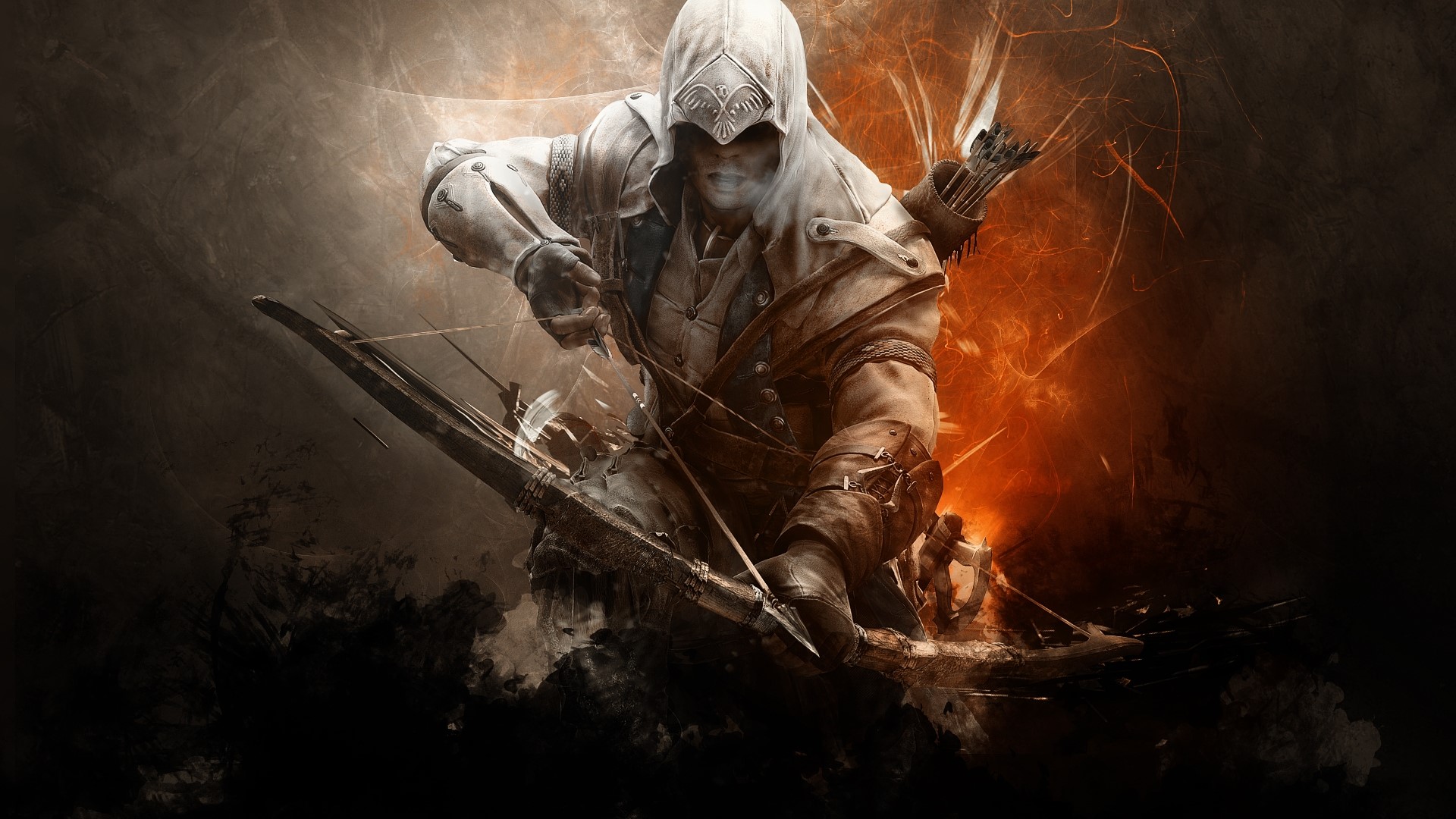 Connor from Assassins Creed 3 with bow and arrow HD Wallpaper