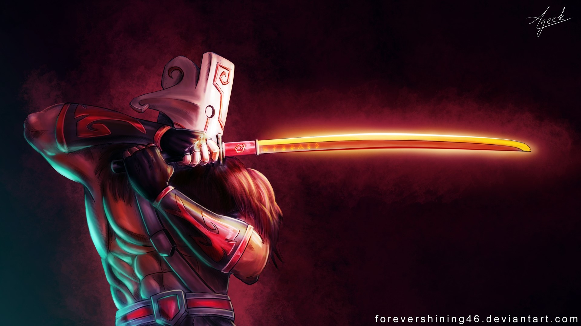 Juggernaut from Dota 2 with glowing sword HD Wallpaper