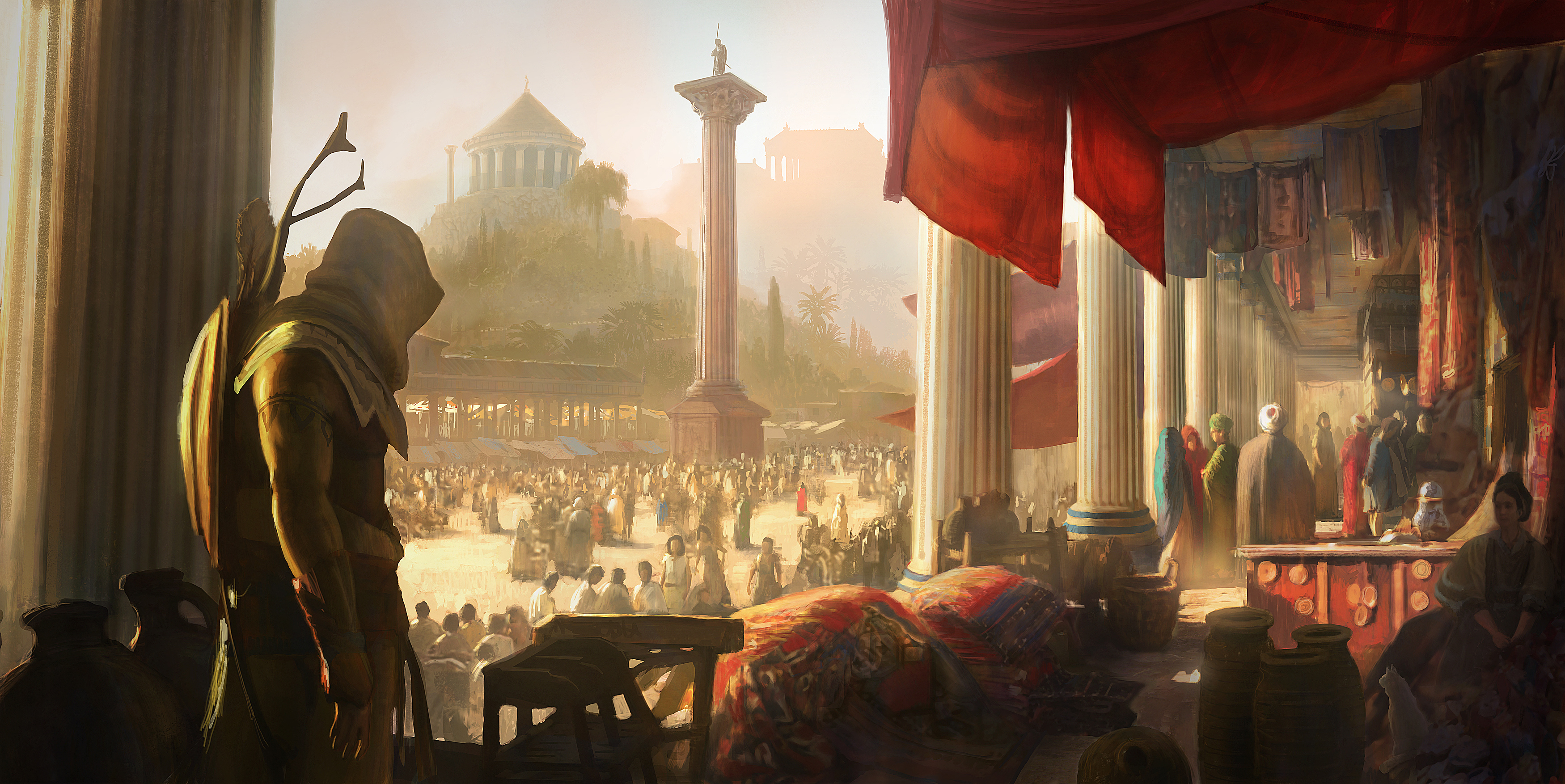 Assassin from Assassin's Creed: Origins in a marketplace HD Wallpaper
