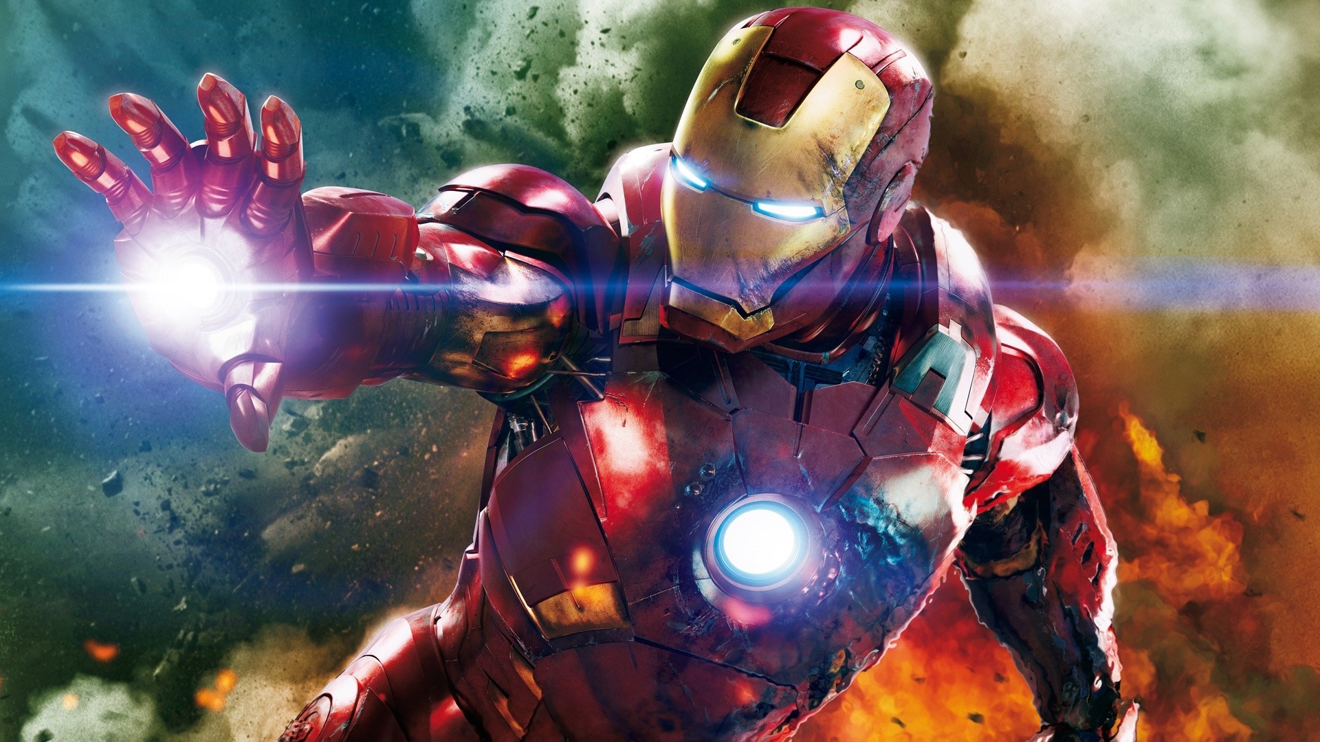 Iron Man firing repulsor ray HD Wallpaper