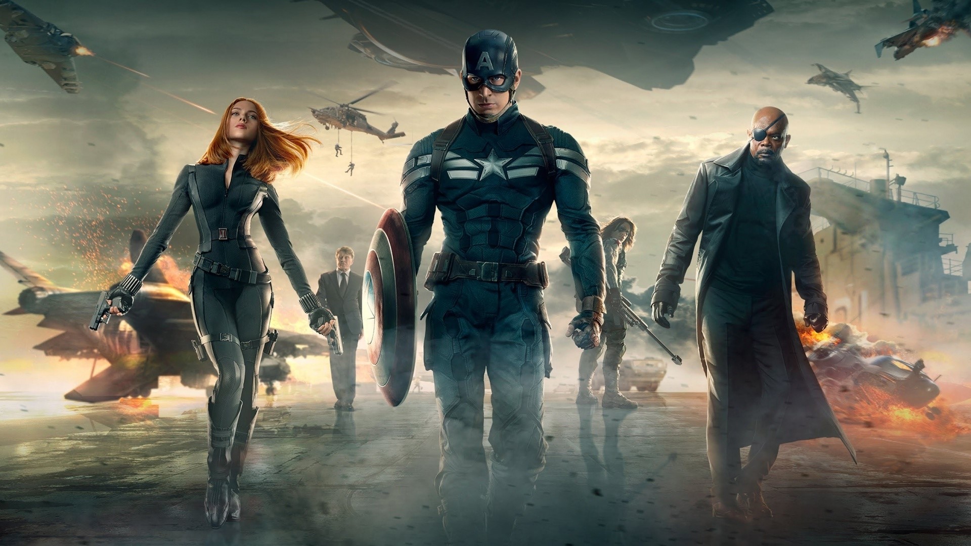 Captain America and Black Widow from Captain America: The Winter Soldier HD Wallpaper