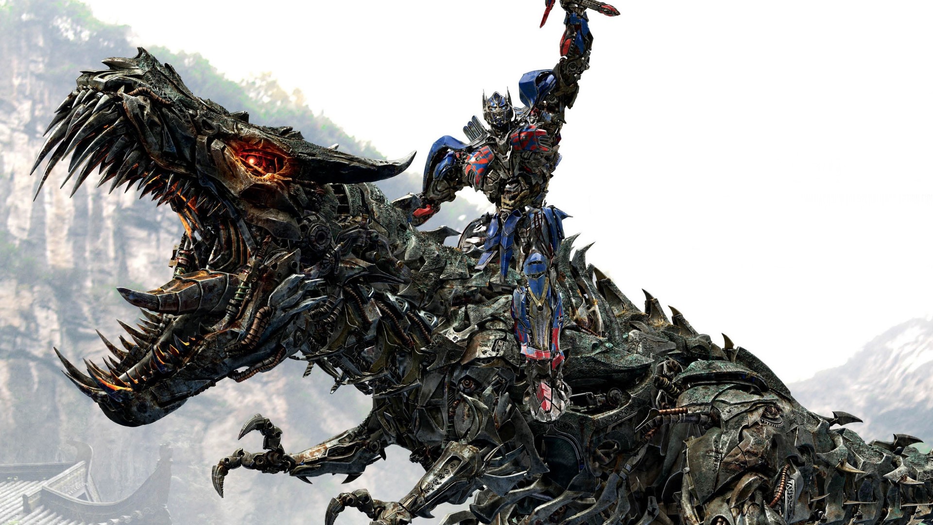 Optimus Prime riding Grimlock from Transformers HD Wallpaper