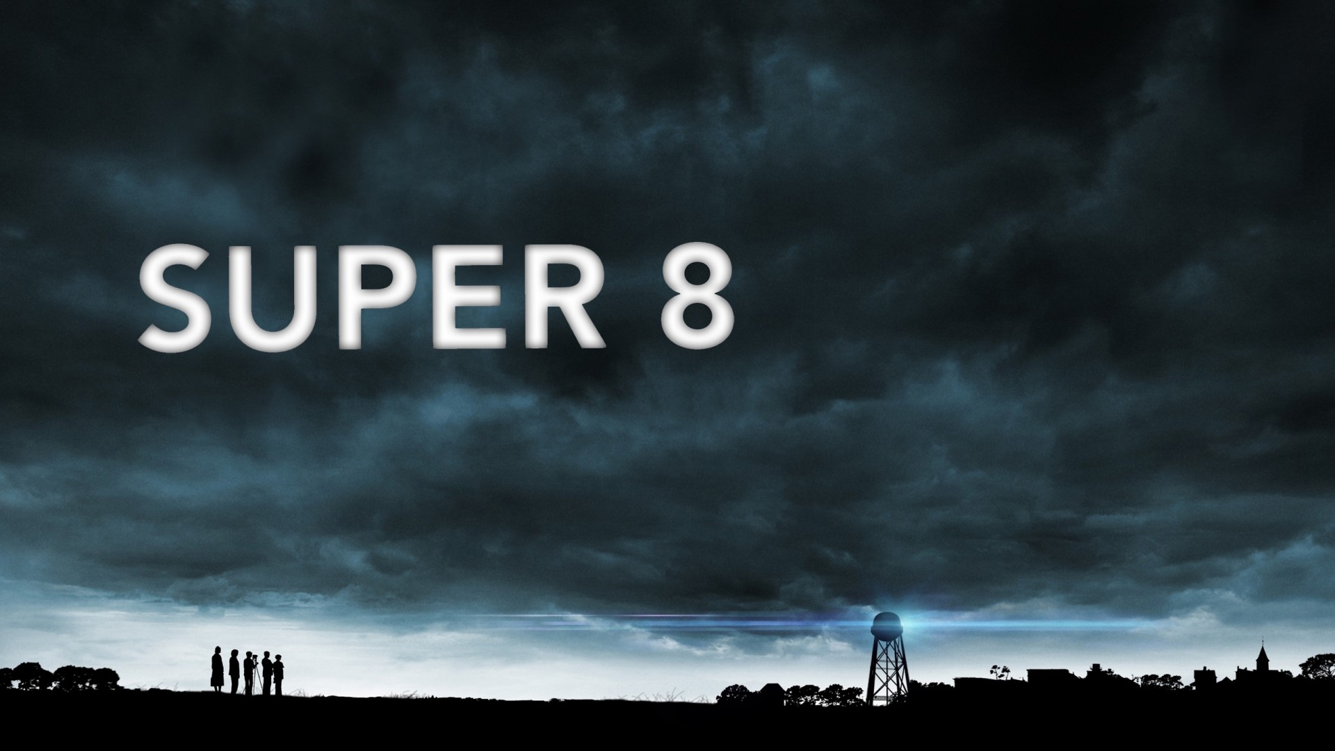 Super 8 movie title over stormy clouds HD Wallpaper