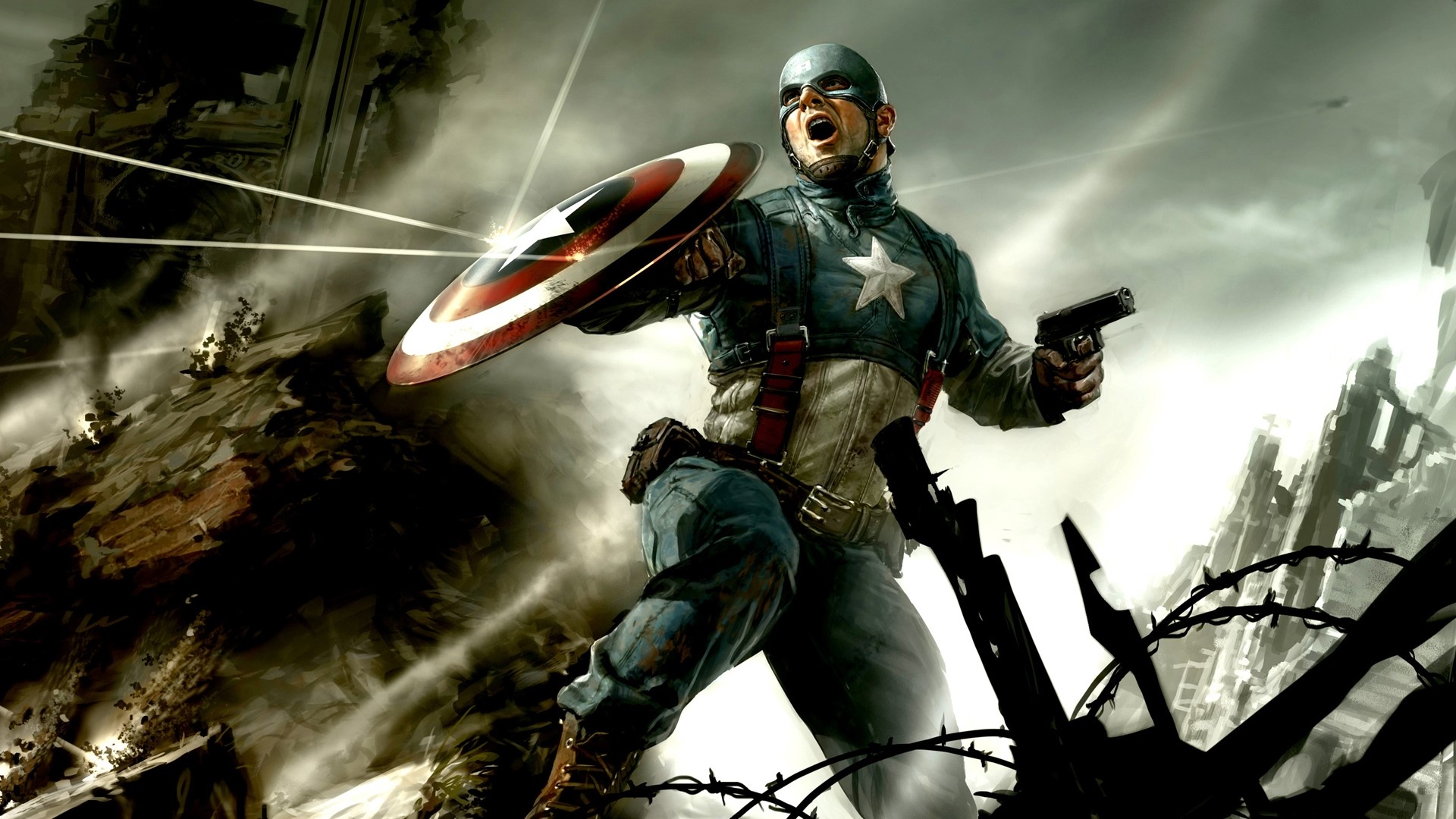 Captain America in battle HD Wallpaper