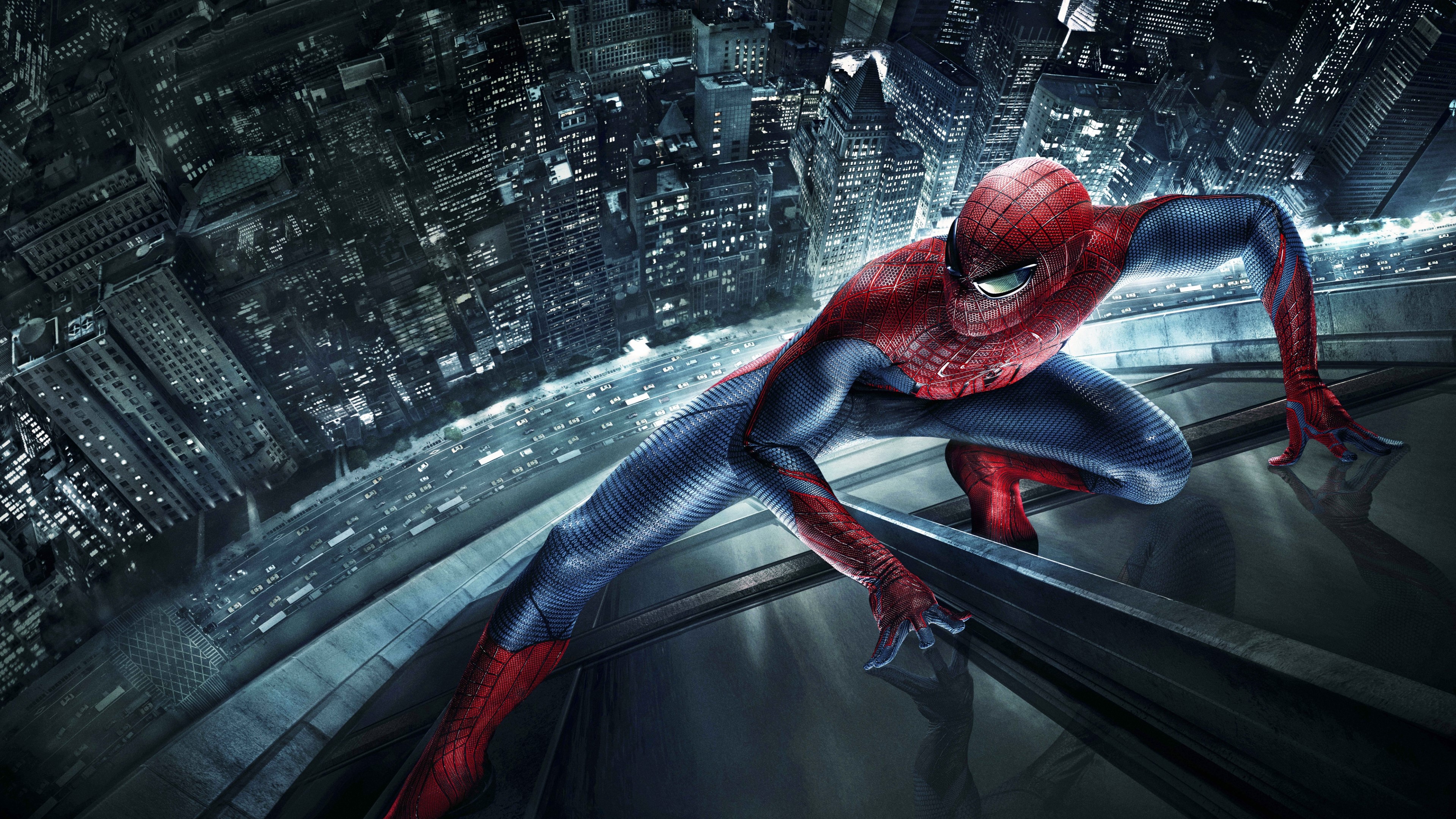 4K Amazing Spider-Man on a City Rooftop HD Wallpaper
