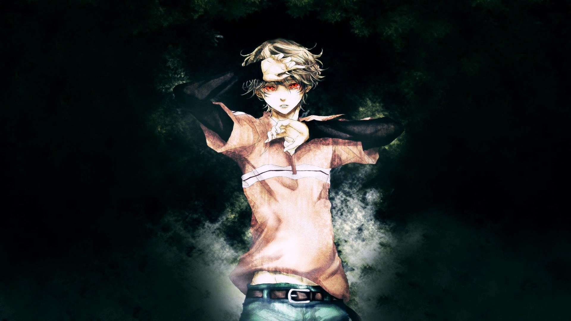 Anime boy with blonde hair and red eyes HD Wallpaper