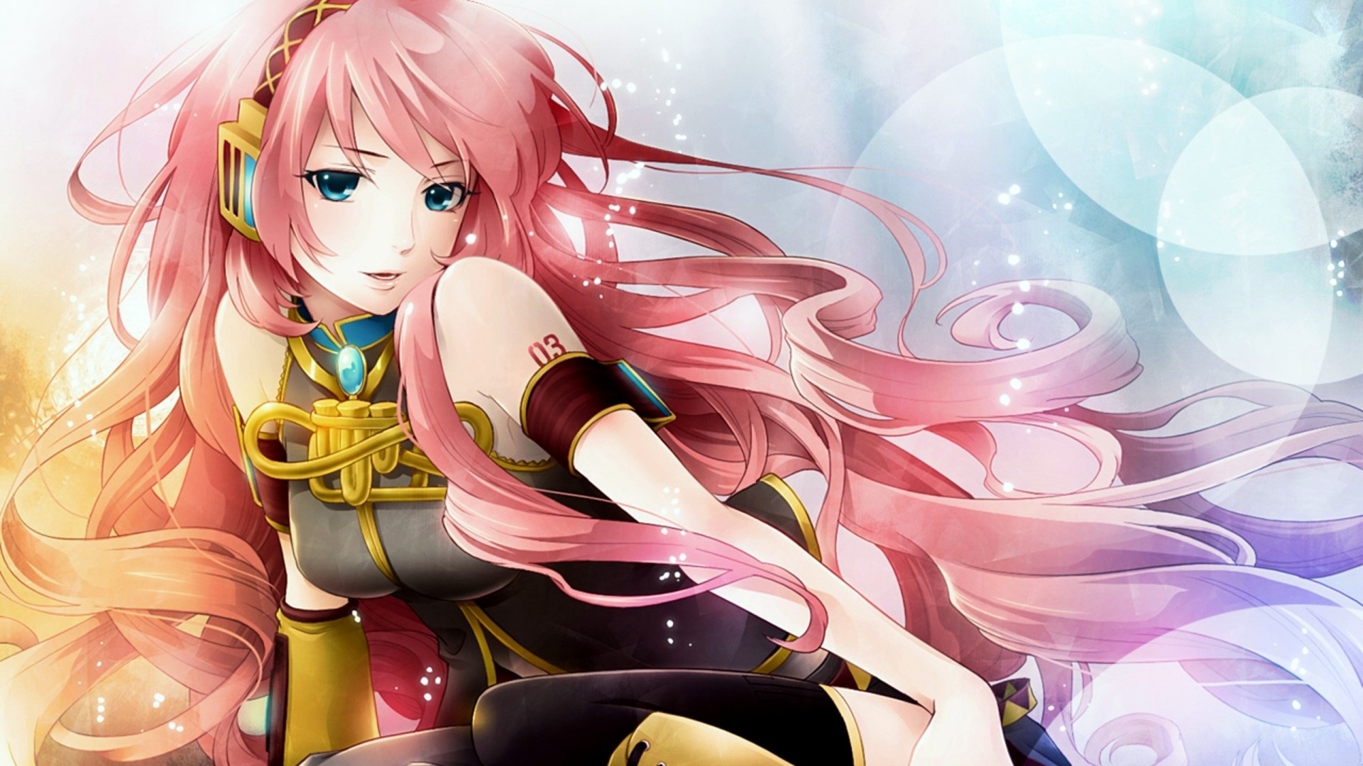 Anime Girl with Pink Hair and Headphones HD Wallpaper