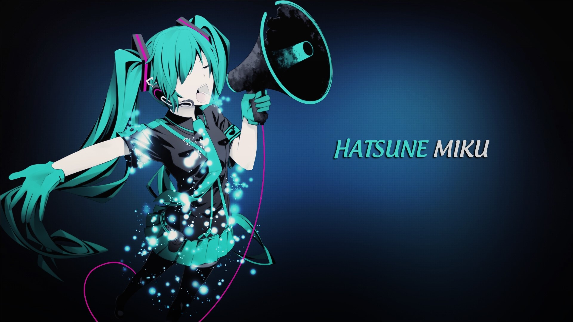 Hatsune Miku with Megaphone HD Wallpaper