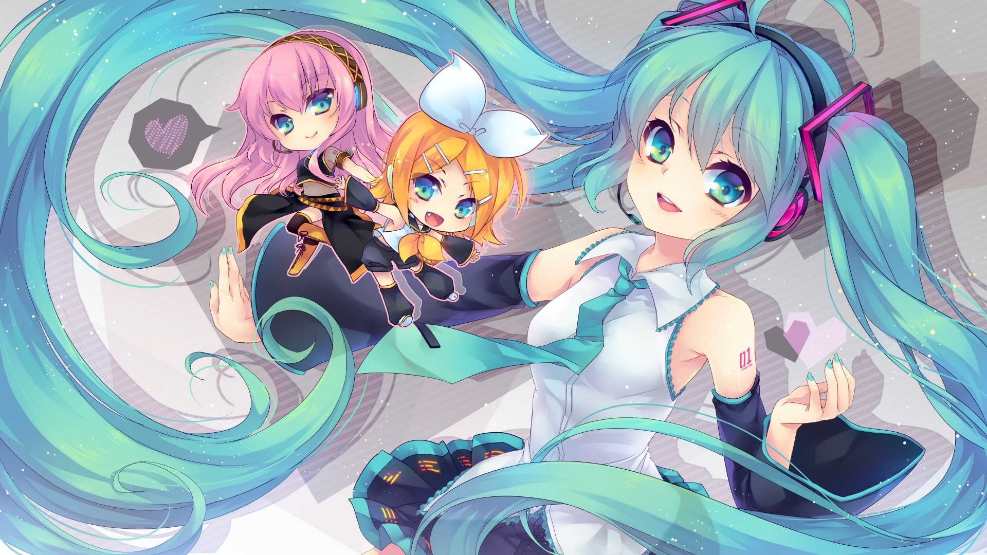 Hatsune Miku and friends from Vocaloid HD Wallpaper