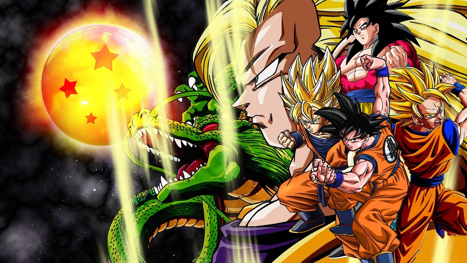 Dragon Ball Z Shenron and Goku forms HD Wallpaper