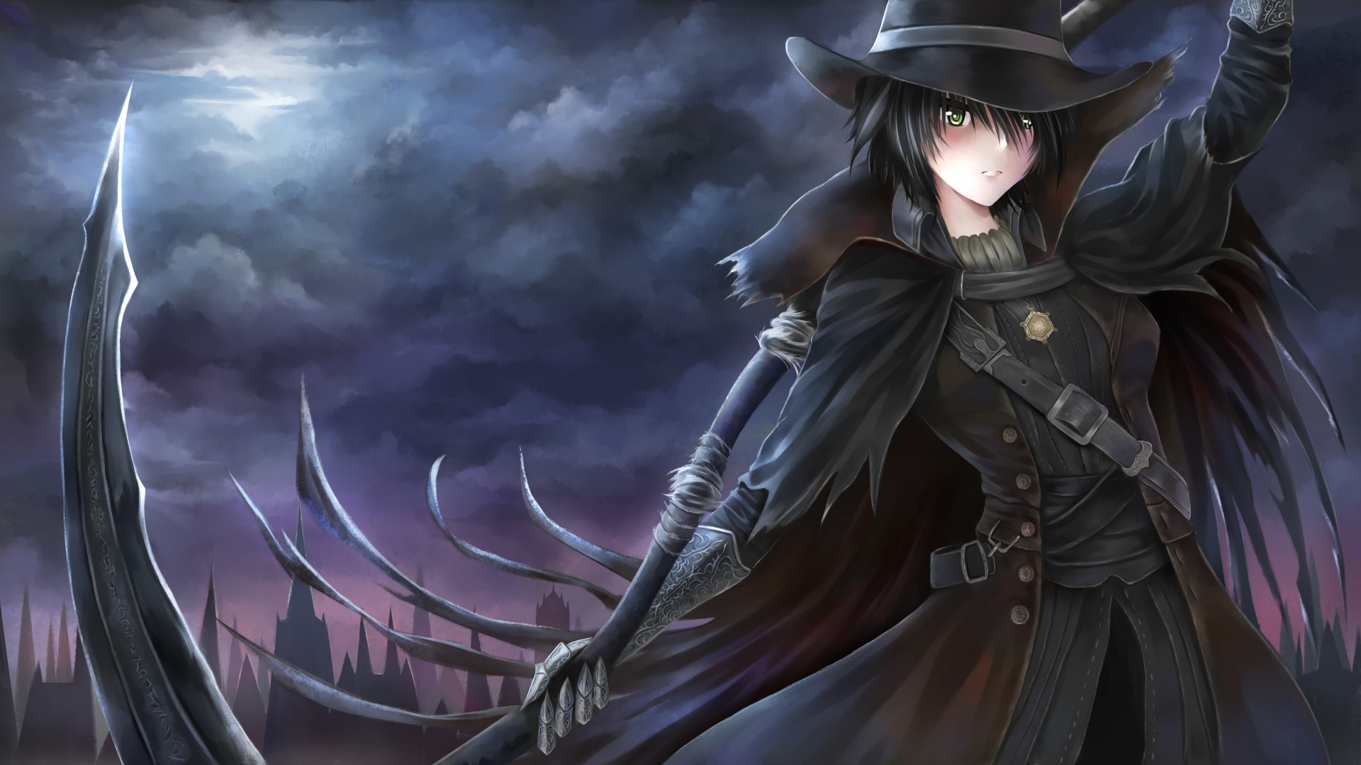 Anime Hunter from Bloodborne with Scythe HD Wallpaper