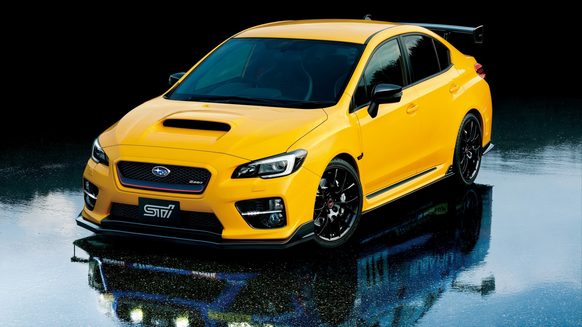 Yellow Subaru WRX STI S207 with Spoiler HD Wallpaper