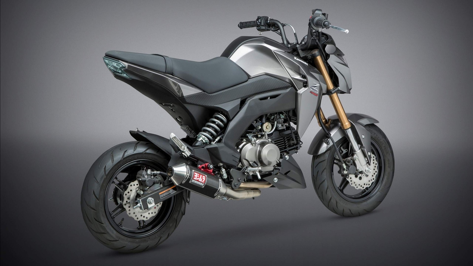 Kawasaki Z125 Pro motorcycle with Yoshimura exhaust HD Wallpaper