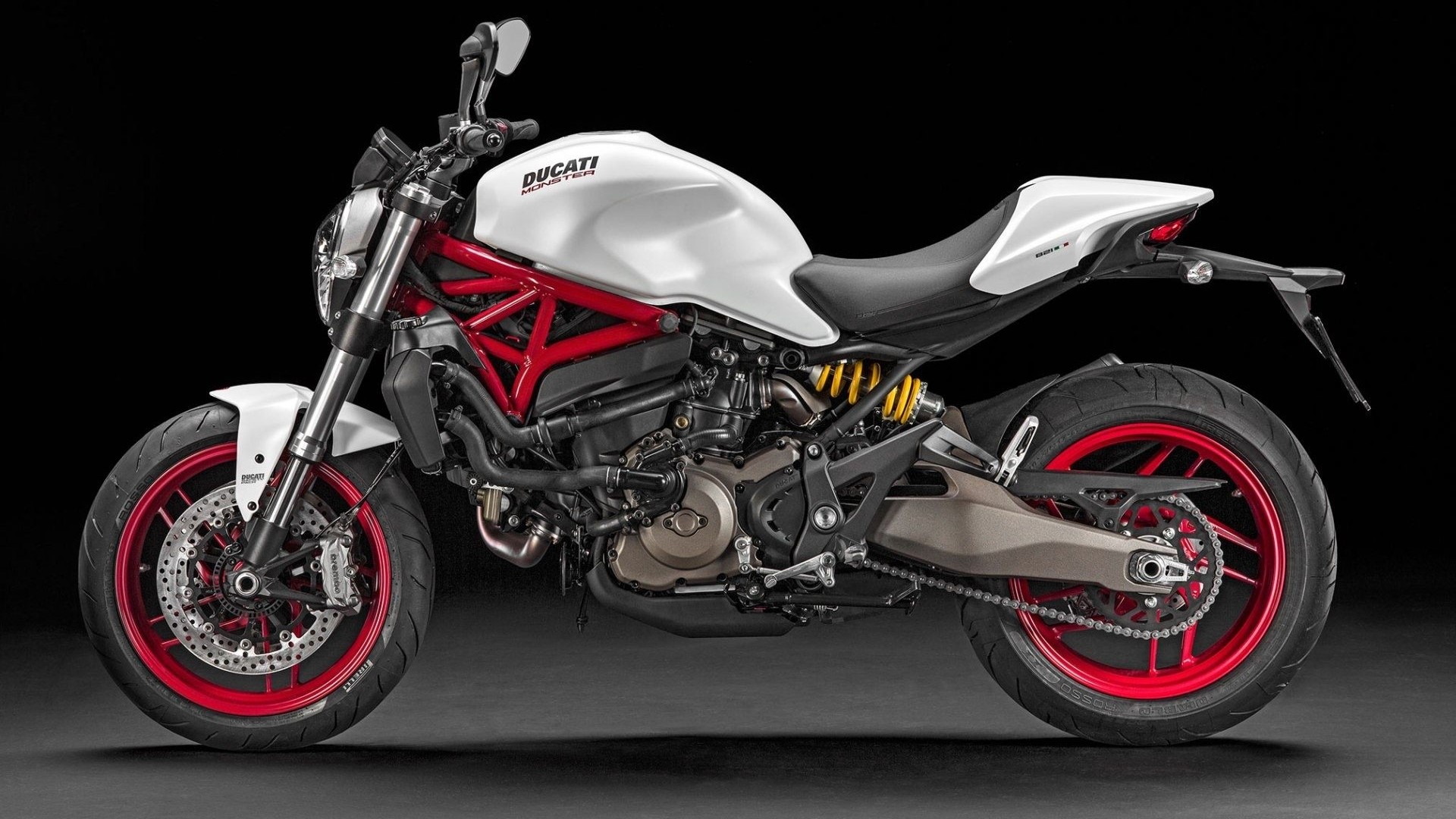 White Ducati Monster 821 Motorcycle HD Wallpaper
