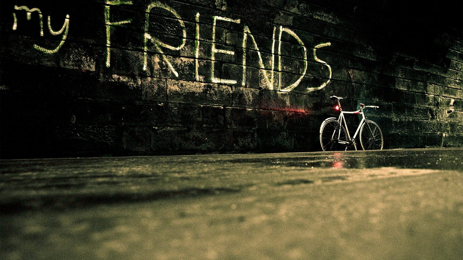 My Friends Graffiti and Bicycle HD Wallpaper