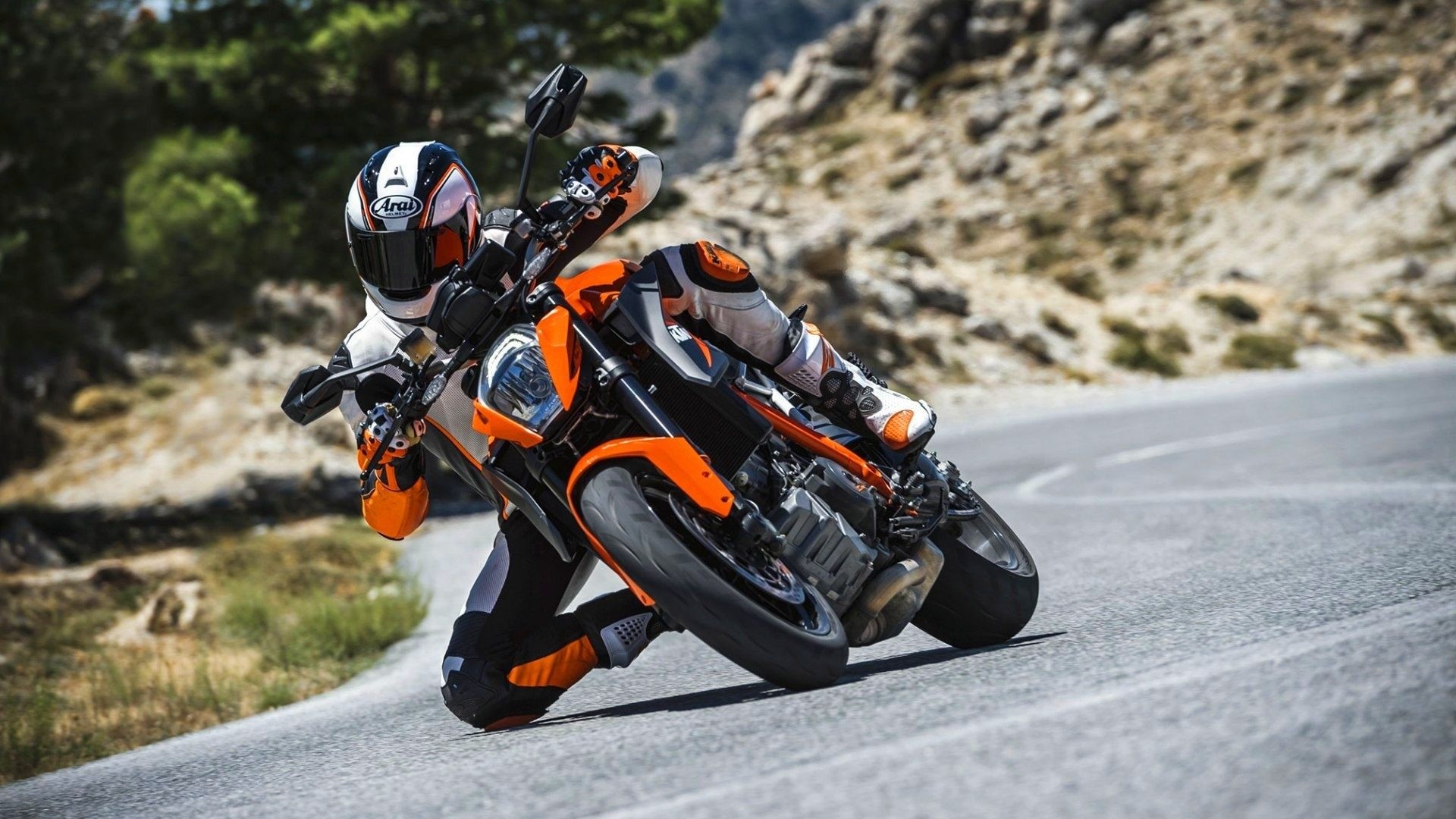 KTM 1290 Super Duke motorcycle on a road HD Wallpaper