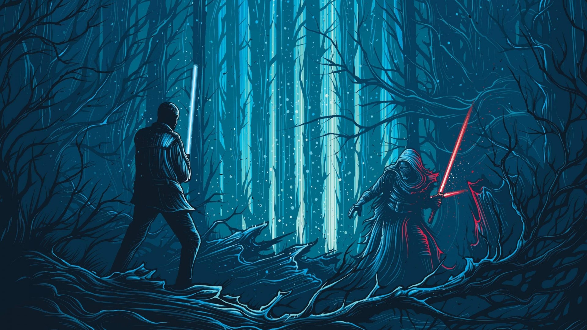 Star Wars: Kylo Ren and Luke Skywalker duel HD Wallpaper
