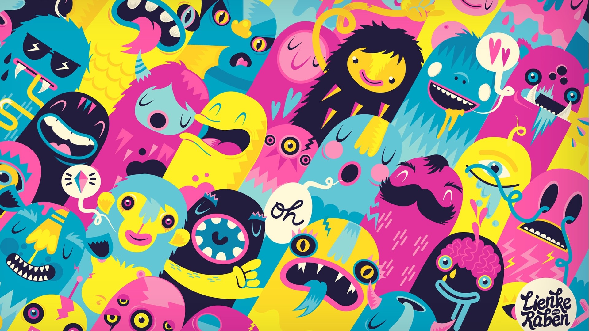 Colorful Monsters Illustration by Lienke Raben HD Wallpaper