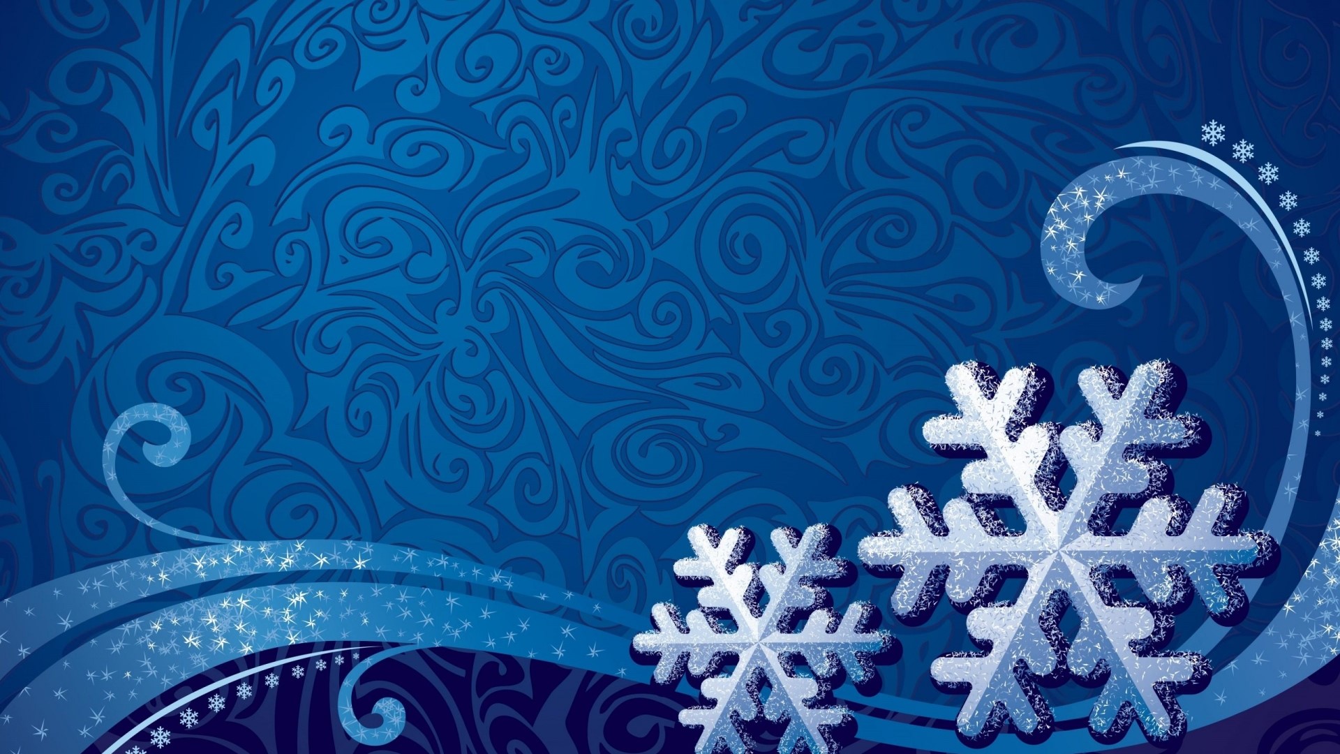 Blue Snowflake Pattern with Swirls HD Wallpaper