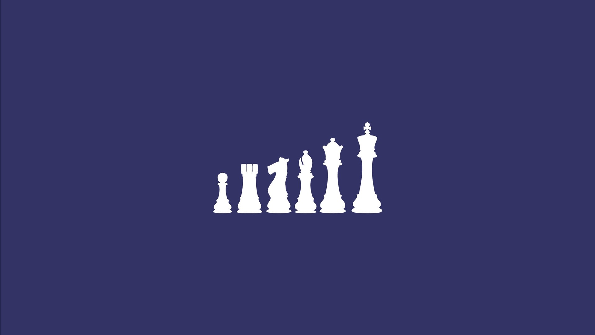 Minimalist chess pieces illustration on a blue background HD Wallpaper