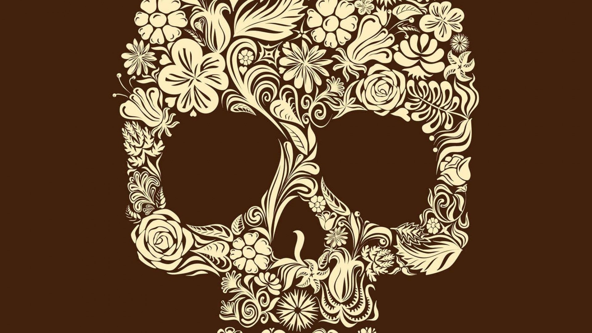 Skull made of flowers illustration HD Wallpaper