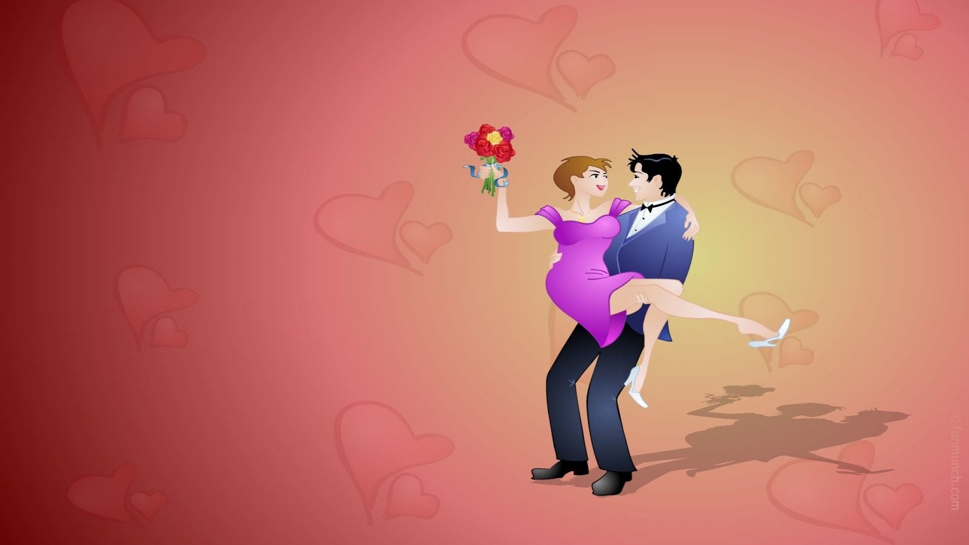 Couple in love with flowers HD Wallpaper