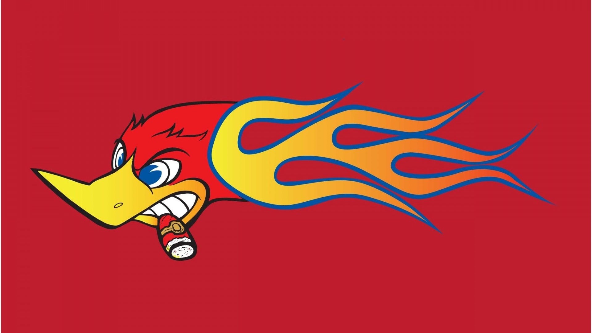 Woody Woodpecker with Flames and Cigar HD Wallpaper