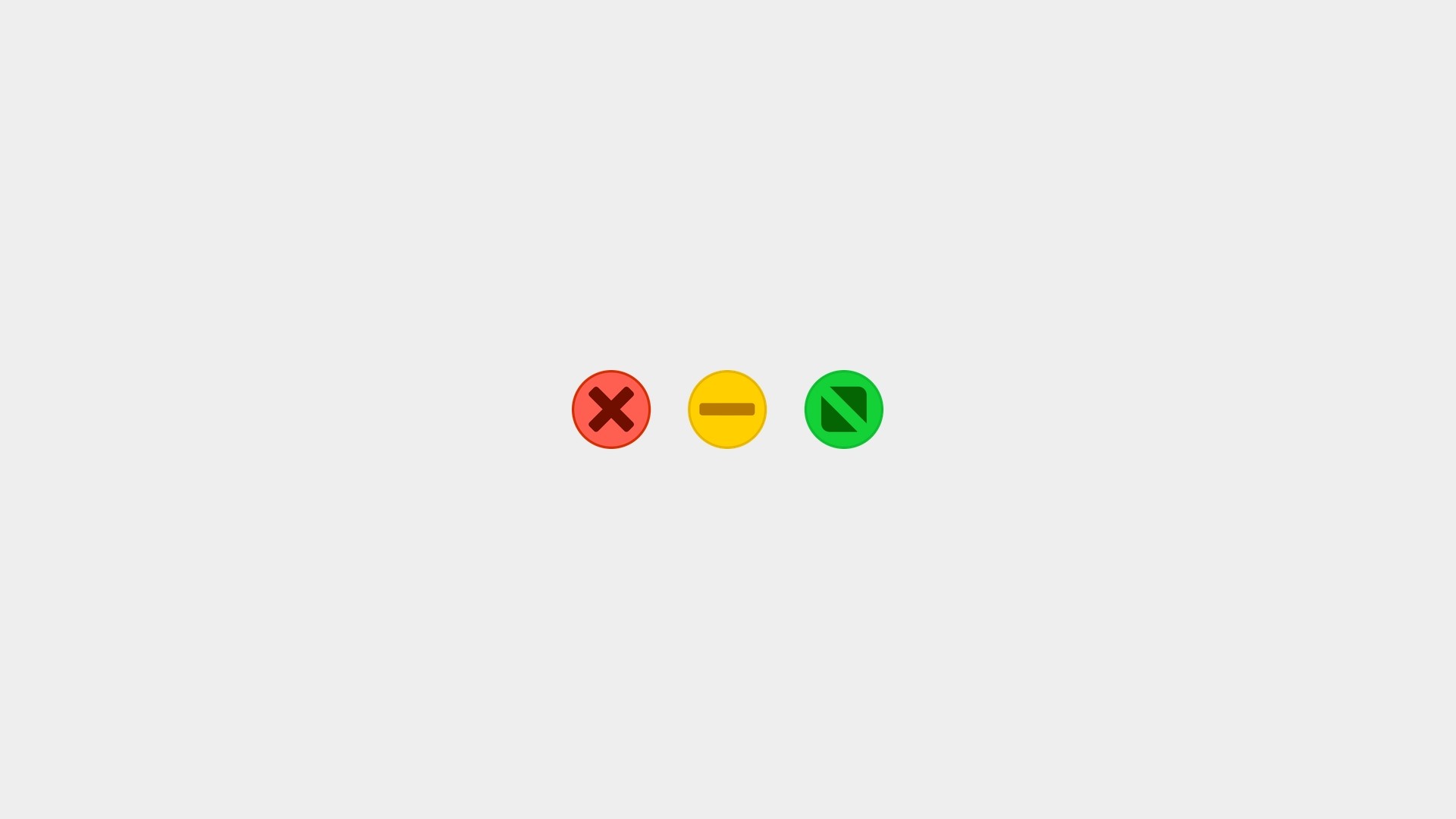 Minimalist traffic light icons: red X, yellow minus, green check HD Wallpaper