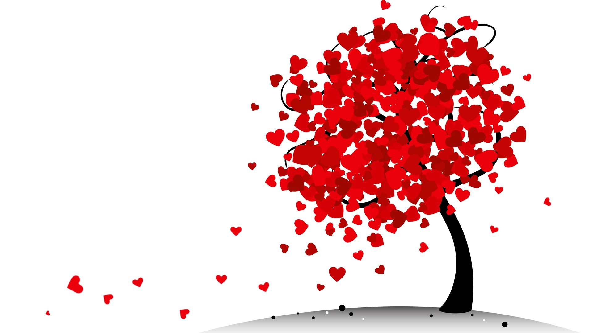 Tree of red hearts HD Wallpaper