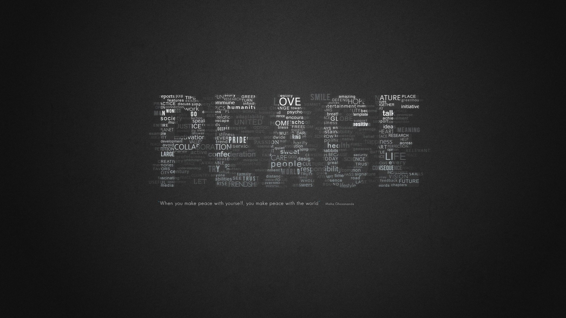 Peace Word Composed Typography HD Wallpaper