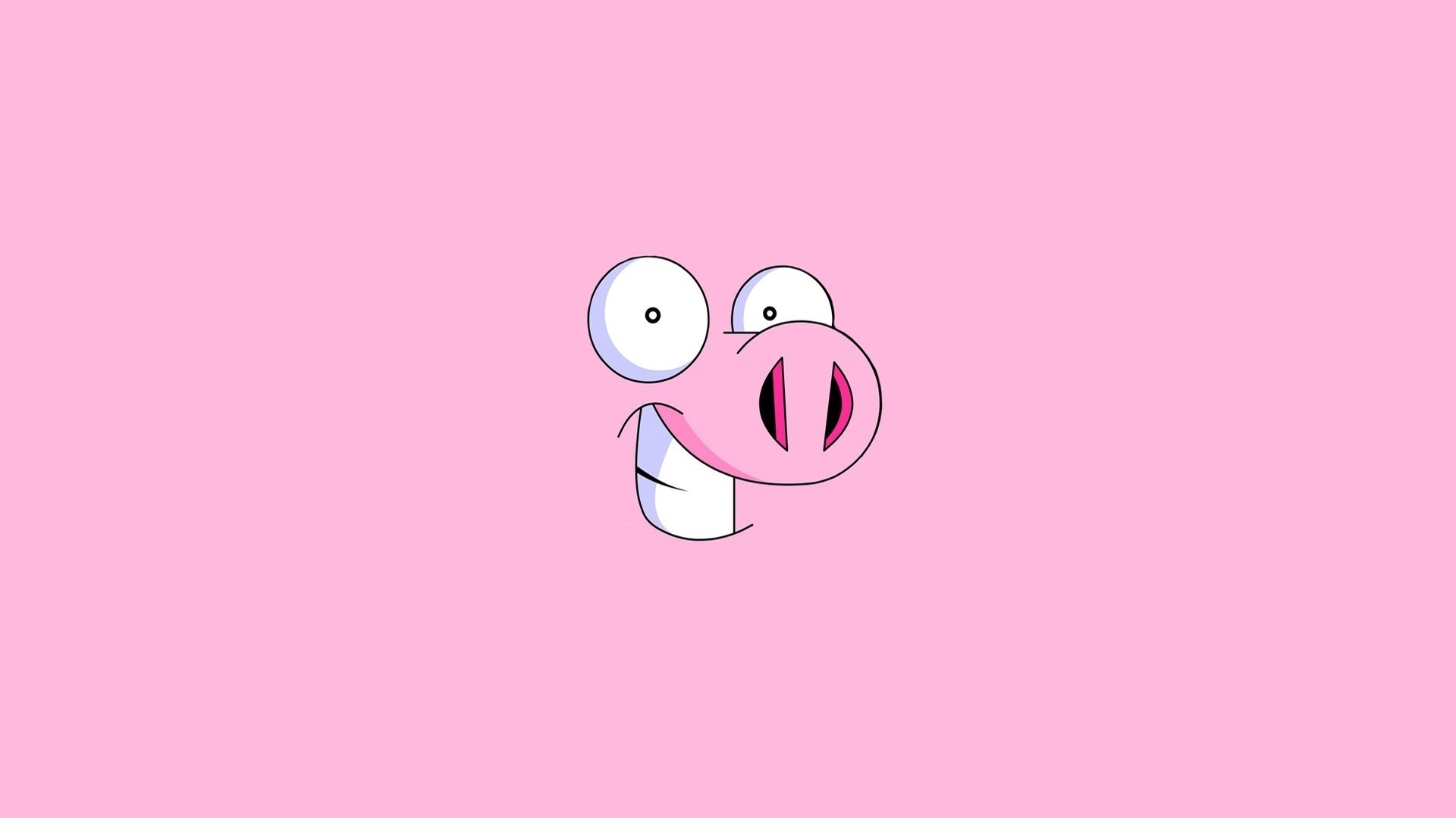 Happy Pink Pig Face Minimal Flat HD Wallpaper