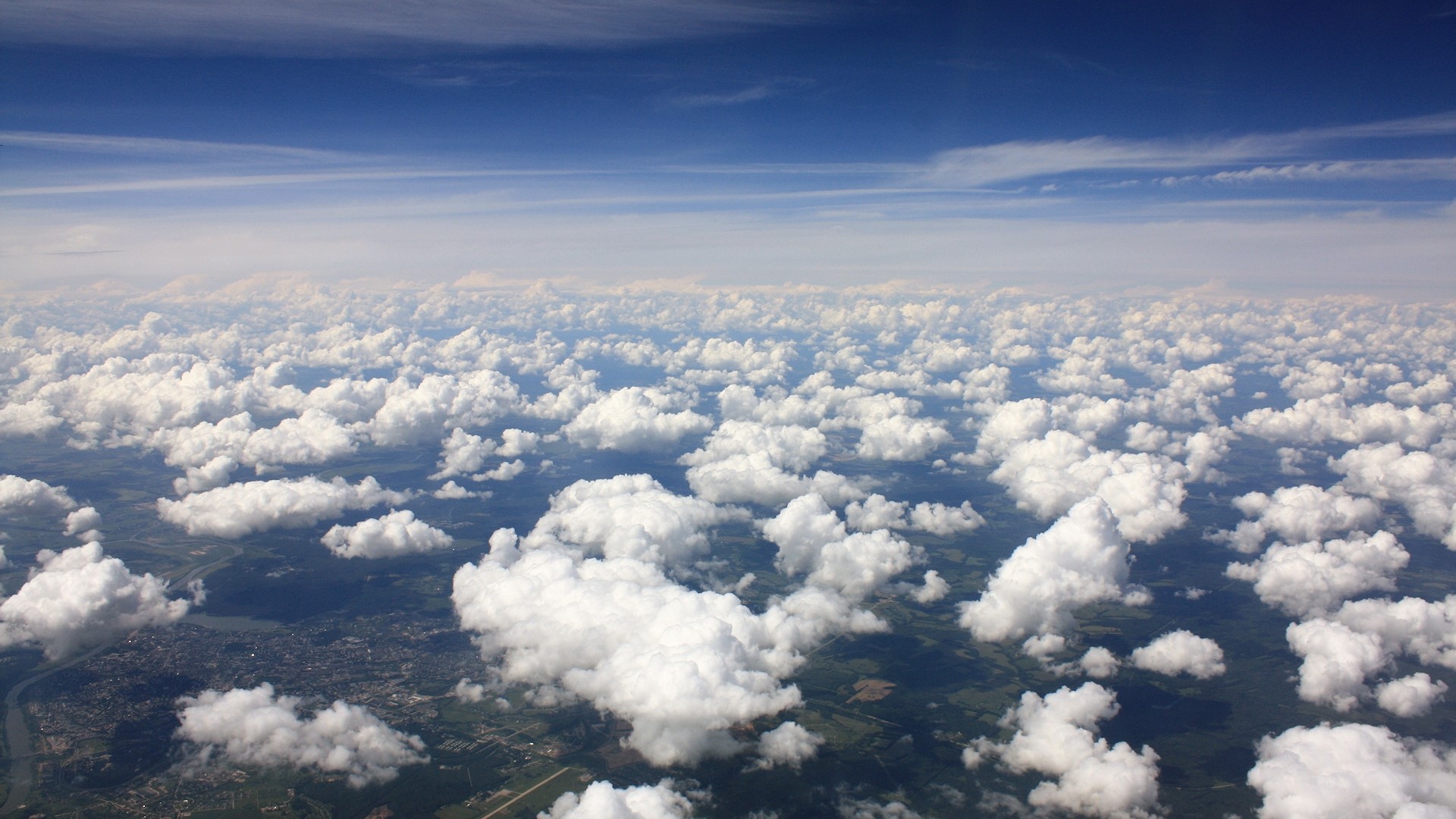 Aerial View of Clouds Above Land HD Wallpaper