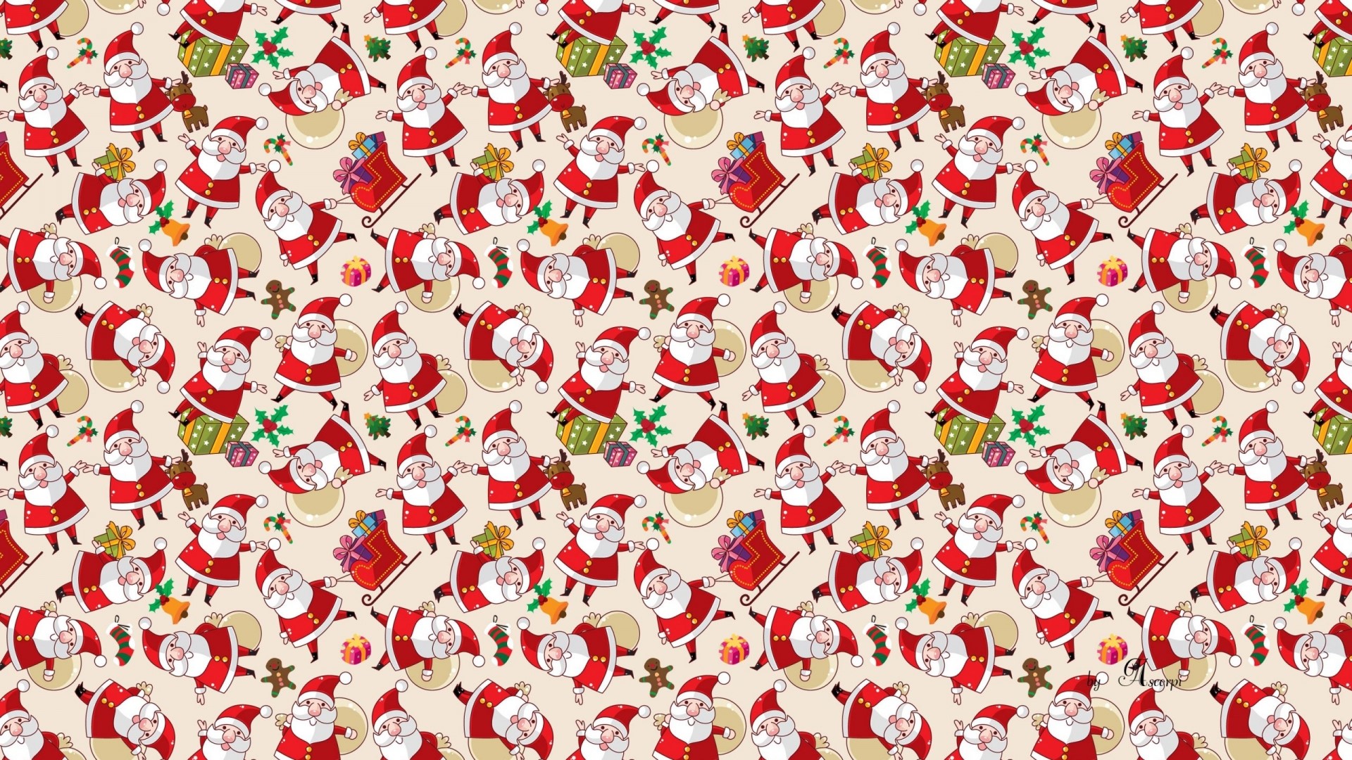Santa Claus Christmas Pattern HD Wallpaper