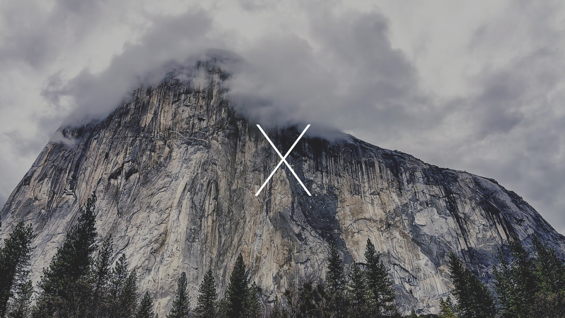 Mac OS X Yosemite logo on a mountain HD Wallpaper