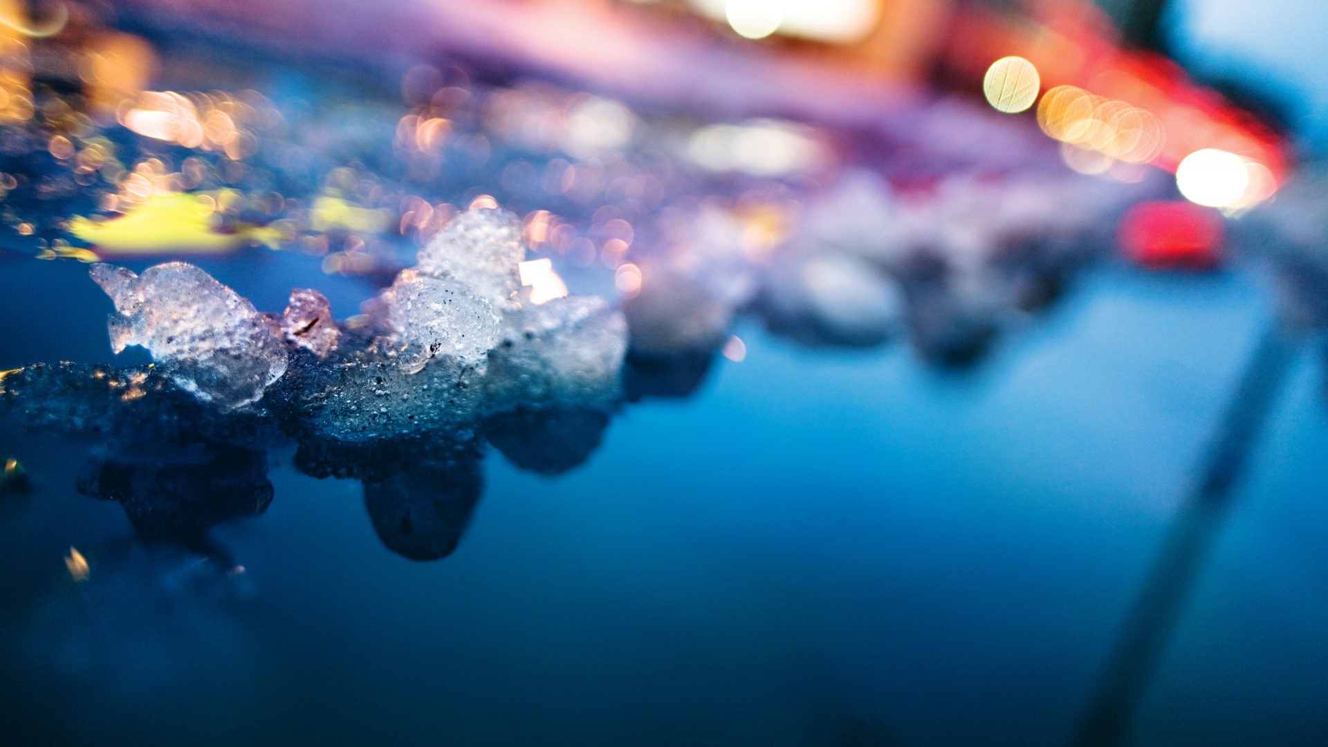 Close up of ice with bokeh lights HD Wallpaper