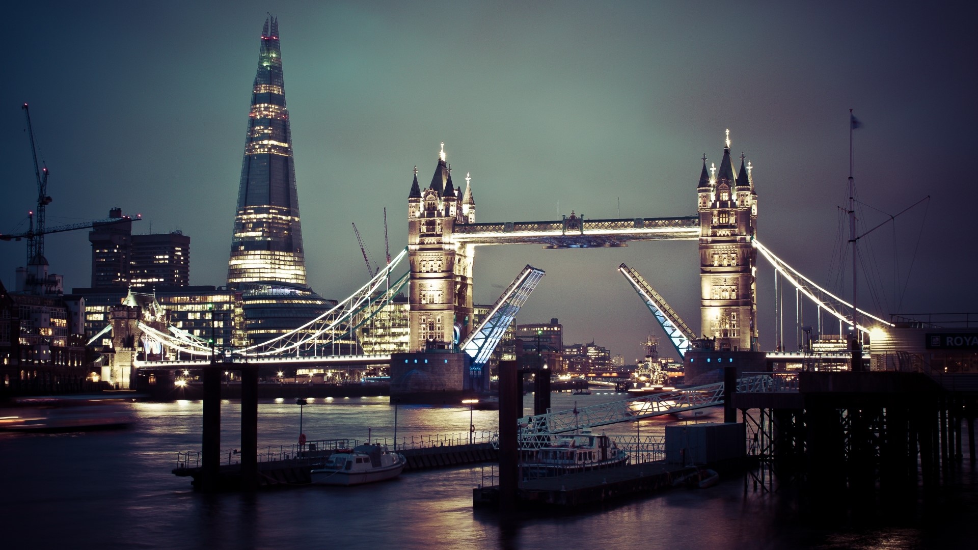 Tower Bridge and The Shard at Night in London HD Wallpaper